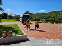 포항 장흥중, 노인 요양시설 방문 장애체험·노력봉사활동