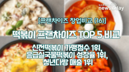 [뉴스투데이 카드뉴스] 떡볶이 TOP 5 비교: 신전떡볶이 가맹점수 1위, 응급실국물떡볶이 성장율 1위, 청년다방 매출 1위