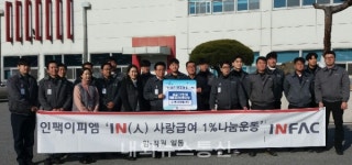 인팩이피엠(주) 급여 1% 사랑나눔 캠페인 전개