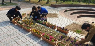 성주하수처리장, 봄 기운 전하는 봄꽃 식재