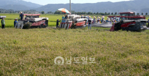 순천 해룡면 전국 첫 노지 벼베기