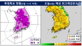 [날씨예보] 내일 날씨 전국 폭염 특보 속 전국 소나기, 서울 