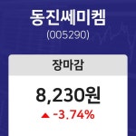 11월 7일 동진쎄미켐 8230원으로 장 마감