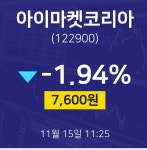 아이마켓코리아주식추천주  15일  현재 7600원