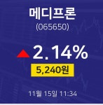 주식종목 메디프론 주가 15일  현재 5240원