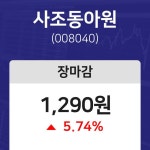 (내외마감) 19일 사조동아원 마감증시 1290원...