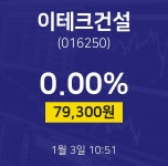 1월 3일 이테크건설 주식종목 79300원  0.00%
