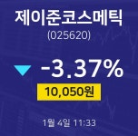 증권매매 제이준코스메틱 주가 4일  현재 10050원