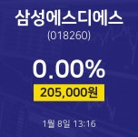 삼성에스디에스주식현황  8일  현재 205000원
