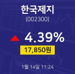1월 14일 한국제지 투자주식 17850원  4.39%