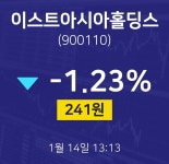 증권투자 이스트아시아홀딩스 주가 14일  현재 241원