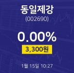 1월 15일 동일제강 오늘주식장 0.00% 3300원