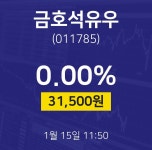 1월 15일 금호석유우 오늘주식장 31500원  0.00%