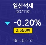 1월 17일 일신석재 주식시세현황 2550원  -0.20%