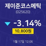 1월 17일 제이준코스메틱 증권플러스 10800원  -3.14%