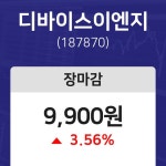 (내외마감)1월 18일 디바이스이엔지 9900원으로 장 마감
