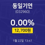 동일기연증권매매  22일  현재 12700원