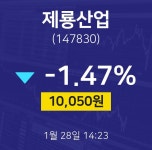 제룡산업오늘증시  28일  현재 10050원