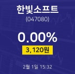 투자주식 한빛소프트 주가 1일  현재 3120원