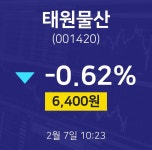 태원물산증권플러스  7일  현재 6400원
