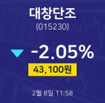주식종목검색 대창단조 주가 8일  현재 43100원