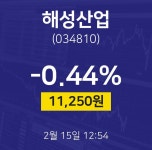 해성산업종목검색  15일  현재 11300원