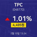 2월 19일 TPC 실시간주식현황 4495원  1.01%
