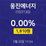 웅진에너지시세보기  20일  현재 1810원