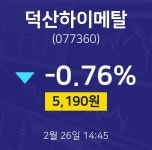 2월 26일 덕산하이메탈 증권주식 5190원  -0.76%