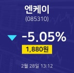투자주식 엔케이 주가 28일  현재 1880원