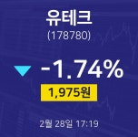 주식창 유테크 주가 28일  현재 1975원