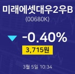 주식종목시세 미래에셋대우2우B 주가 5일  현재 3725원