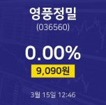 영풍정밀주가차트  15일  현재 9090원