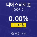 디에스티로봇주식증권  18일  현재 1145원