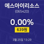 실시간증시 에스아이리소스 주가 25일  현재 639원