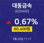 대동금속배당주식  28일  현재 60400원