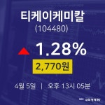 시세보기 티케이케미칼 주가 5일  현재 2770원