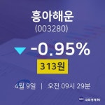 종목검색 흥아해운 주가 9일  현재 313원