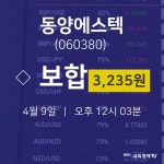 실시간주식현황 동양에스텍 주가 9일  현재 3235원