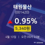 태원물산주식창  10일  현재 5340원