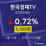 4월 10일 한국경제TV 주식그래프 5560원  0.72%