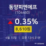 4월 10일 동양피엔에프 시세보기 8610원  0.35%