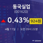 실시간증시 동국실업 주가 11일  현재 924원