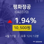 평화정공주식장  11일  현재 10500원