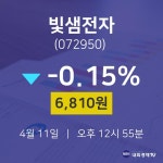 4월 11일 빛샘전자 주식종목 6810원  -0.15%