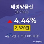 4월 12일 태평양물산 배당주식 2820원  4.44%
