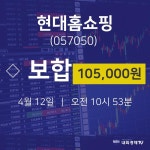 현대홈쇼핑주식그래프  12일  현재 105000원