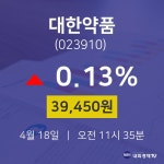 대한약품투자주식  18일  현재 39450원