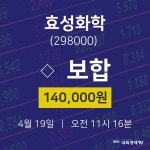 효성화학주식현재가  19일  현재 140000원
