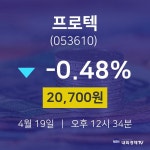 주식종목검색 프로텍 주가 19일  현재 20700원
